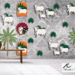 3D Pichwai Cows Wall Wallpaper