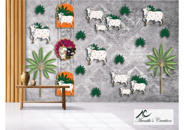 3D Pichwai Cows Wall Wallpaper