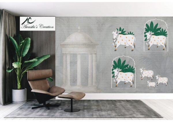 Surabhi Cows Pichwai Design Wallpaper Customised