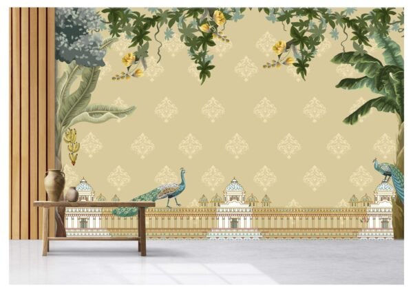 Indian Lady peacock Traditional Wallpaper