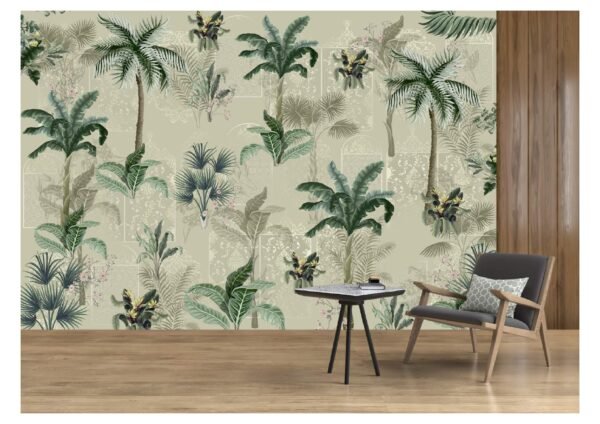 Guest Room Wallpaper, 3D Tropical Leaves