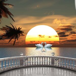3D Roll Wallpaper Best piece 15 Dusk Vista Window View Wallpaper Mural
