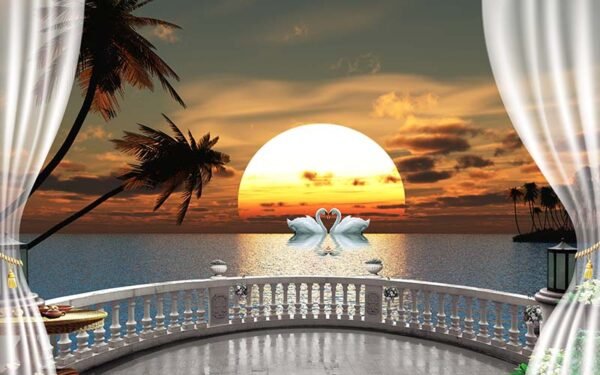 Dusk Vista Window View Wallpaper Mural