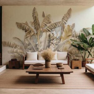 3D Roll Wallpaper Best piece 16 Taru 3D Gold Tropical Wallpaper Design