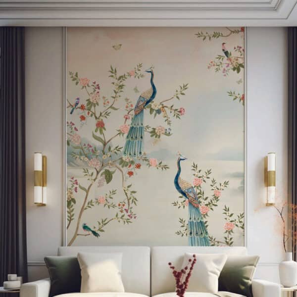  Chino Inspired Wallpaper With Peacocks & Birds