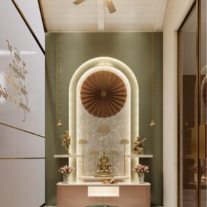 Premium 3D Lotus Wallpaper for Home Mandir – Golden Spiritual Wall Decor