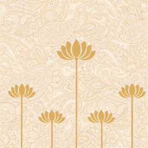 Premium 3D Lotus Wallpaper for Home Mandir – Golden Spiritual Wall Decor