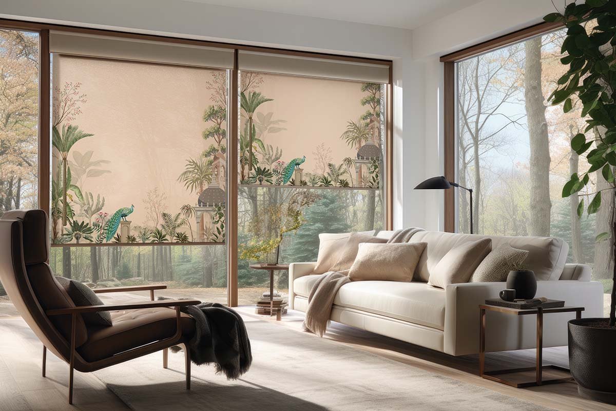 Custom 3D Roller Blinds Peacock Design