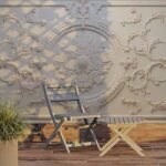 3D vintage floral bas-relief carving wallpaper effect