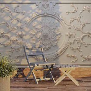 3D vintage floral bas-relief carving wallpaper effect