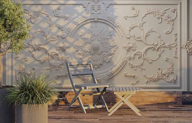 3D vintage floral bas-relief carving wallpaper effect