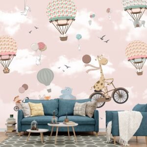 whimsical-giraffe-hot-air-balloon-nursery-wallpaper