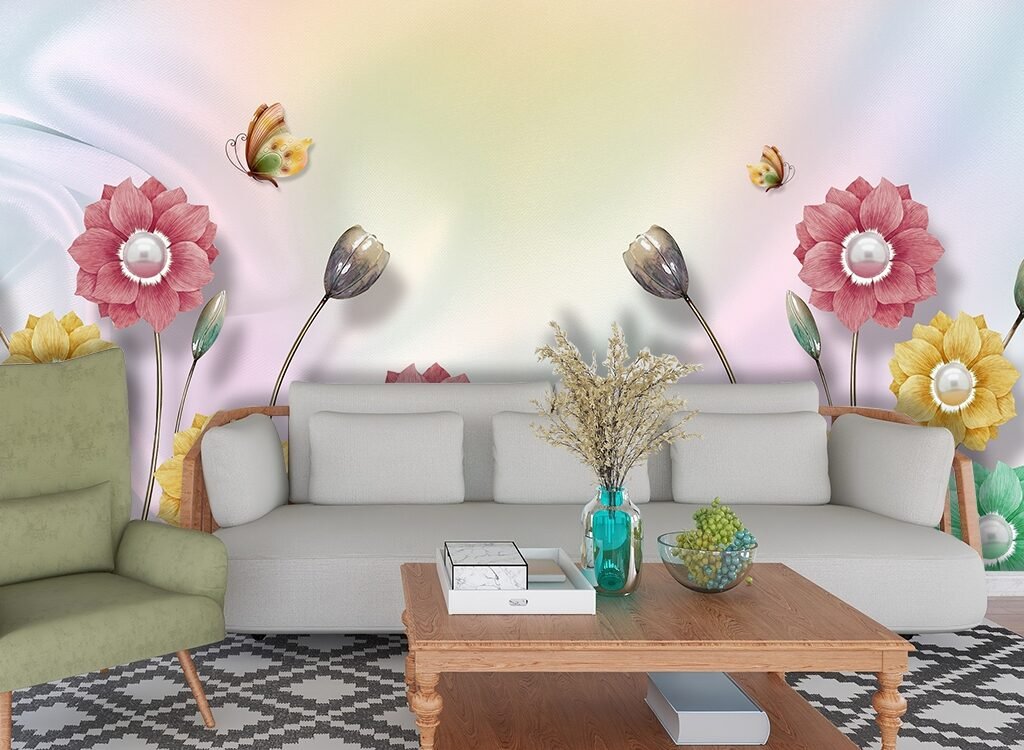 3D Decorative Flower Wallpaper for Living Room