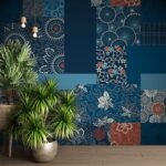 Blue-Pattern-Patchwork Wallpaper for Living Room