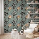 Classic Chessboard Living Room Elegance Wallpaper