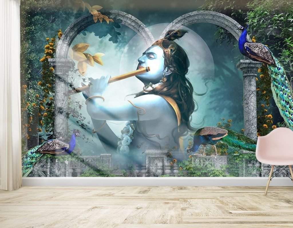 Elegant-Lord-Krishna Wall Art Living Room Wallpaper