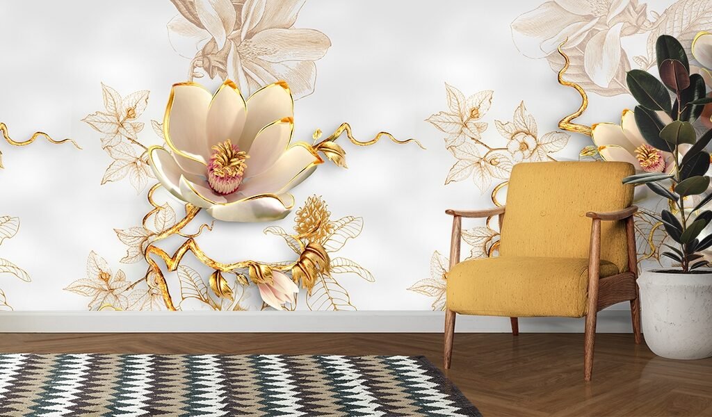 Flower and Leave Wallpaper designs for living room