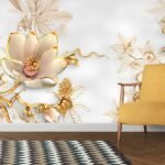 Flower and Leave Wallpaper designs for living room