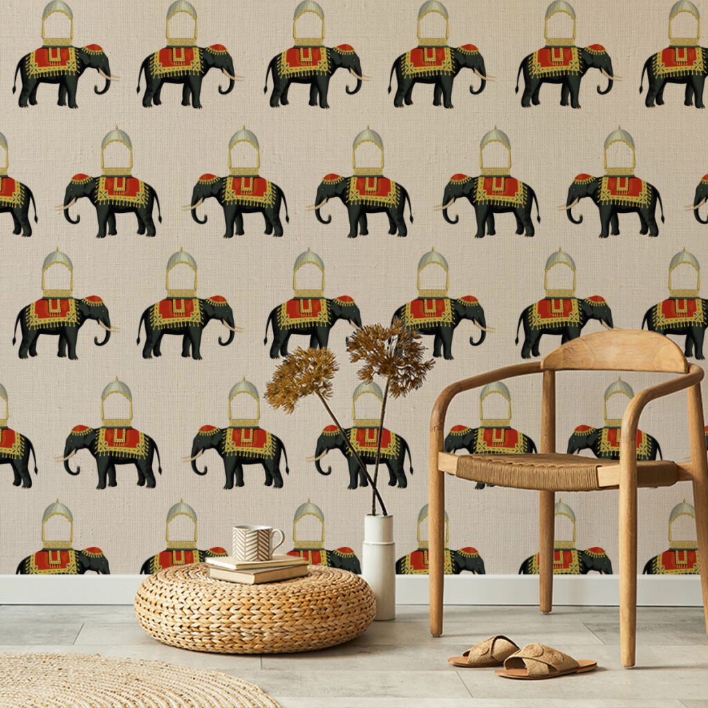 Grandeur Tusk Embossed Living Room Mural Wallpaper