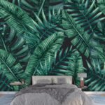 Living Room Wallpaper – Pattern of green leaves