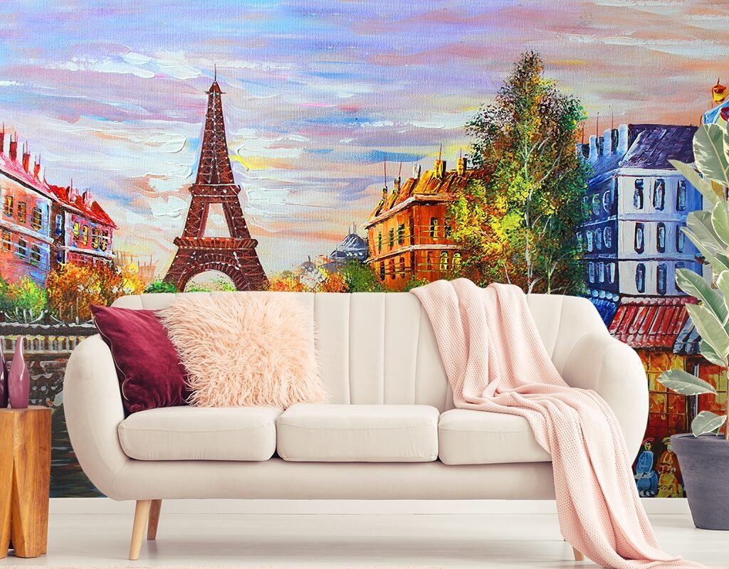 Painting of a City Regal Canvas Living Room Mural Wallpaper