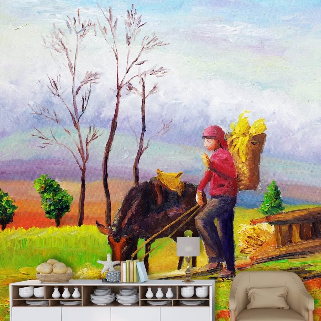 Serenity Strokes Living Room Wall Painting Wallpaper