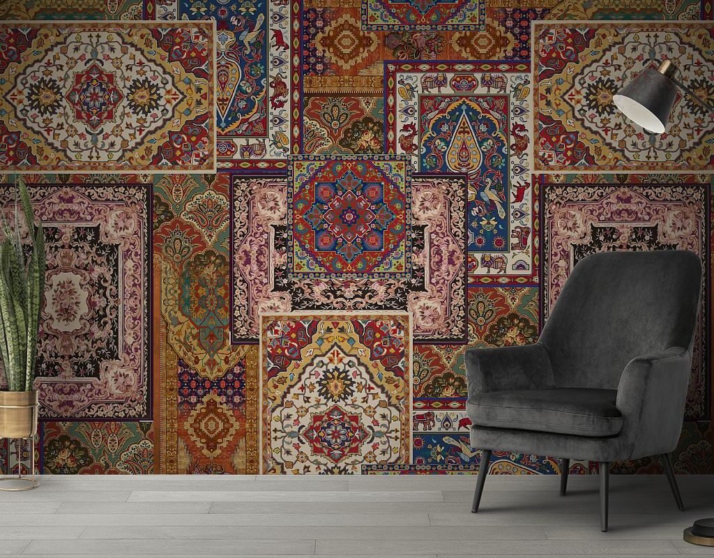 Vintage Rugs Patchwork Wallpaper for Living Room