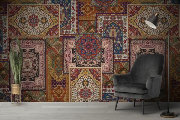 Vintage Rugs Patchwork Wallpaper for Living Room