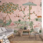 gulbiya pink chinoiserie wallpaper