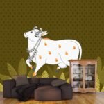 yellow Pichwai Cow Wallpaper Mural