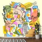 Modern Living Room Abstract Face Wallpaper