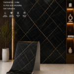 Black Marble Sheet with Golden Veins | Premium 3D UV Marble Wallpaper
