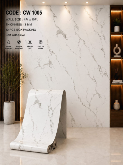 White Soft Marble Texture Sheet | Self Adhesive Waterproof Wallpaper