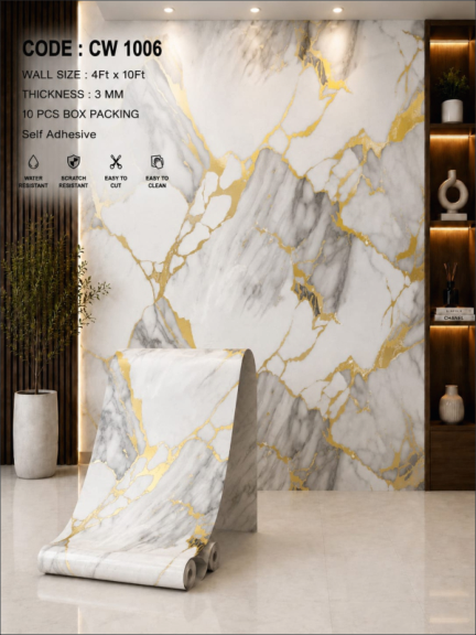 White Grey Fine Marble Design | Modern PVC Wall Sheet