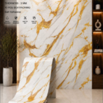 White Gold Marble Wallpaper Roll | Waterproof UV Marble Sheet