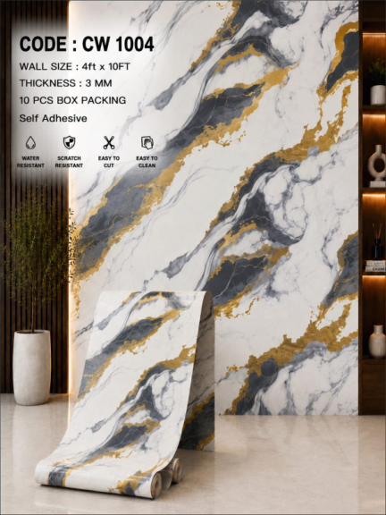 Black White Marble Stripe Design | Premium Self Adhesive Wall Sheet