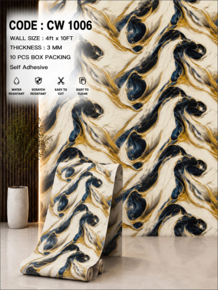 Green Gold Marble Texture Sheet | Modern Self Adhesive Wallpaper