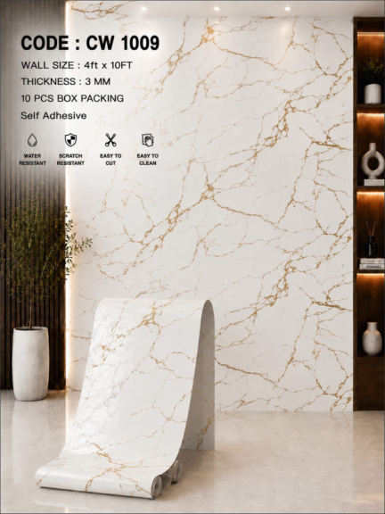 White Black Gold Marble Texture | Premium Marble Wallpaper Roll