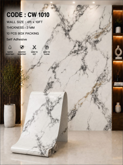 White Grey Natural Marble Design | Premium Self Adhesive Sheet