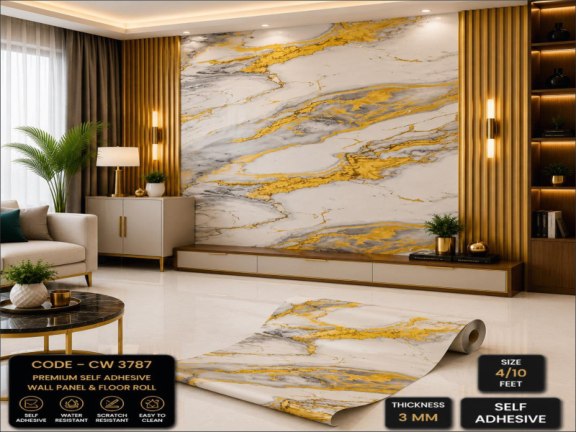 white Gold Abstract Marble Wallpaper | Luxury Wall Panel