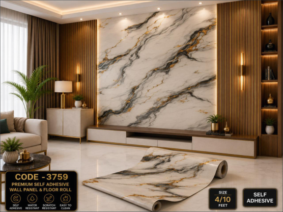 Grey Gold Luxury Marble Texture | Waterproof Wall Panel