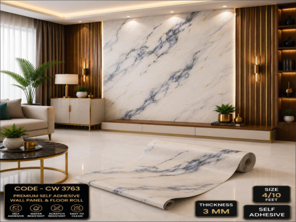 White Gold Premium Marble Sheet | Self Adhesive PVC Wallpaper
