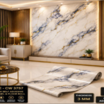 White Grey Marble Sheet Design | Waterproof 3D UV Wall Sticker