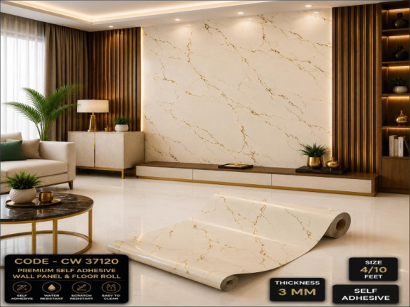 White Luxury Marble Texture Sheet | Self Adhesive Wall Panel