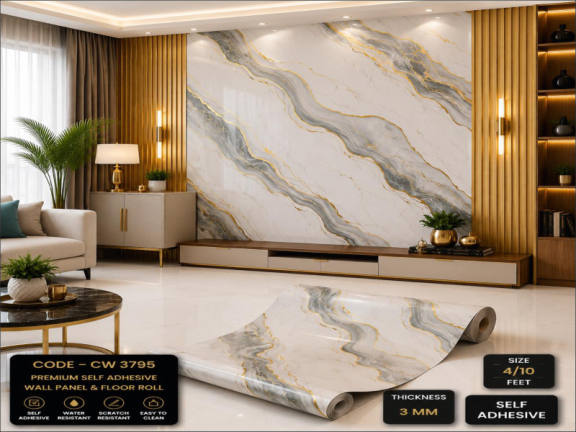 White Gold Luxury Marble Sheet | PVC Decorative Wall Panel