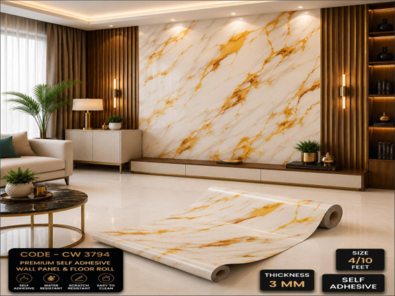 White Gold Fine Stone Pattern | Self Adhesive Marble Wallpaper