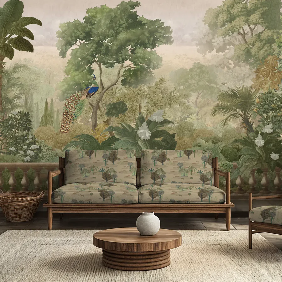 Peacock Garden Wallpaper