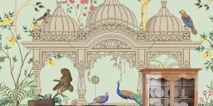 A Wallpaper with Birds and Trees