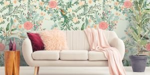 Dining Room Wallpaper With Birds and Flowers