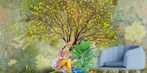Yugal Chhavi, Serene Radha Krishna Wallpaper Mural